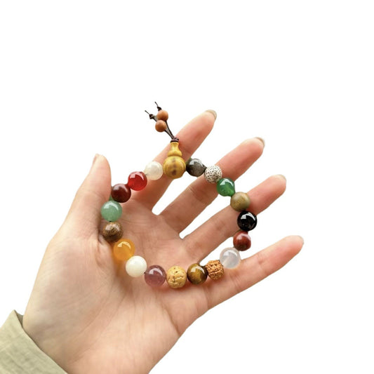 Lingyin Temple Hangzhou New Fourth-Generation Eighteen-Seed Bracelet, Bodhi Multi-Gem Sandalwood Bracelet.