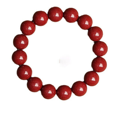 Unisex Lucky Charm and Protective Amulet: Natural Raw Cinnabar Emperor Sand Bead Bracelet