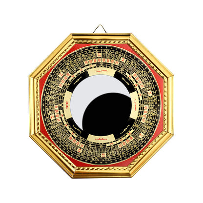 Alloy Golden-Edged Bagua Mirror with Concave and Convex Surfaces Nine Palaces Tai Chi Hanging Ornament for Home Use