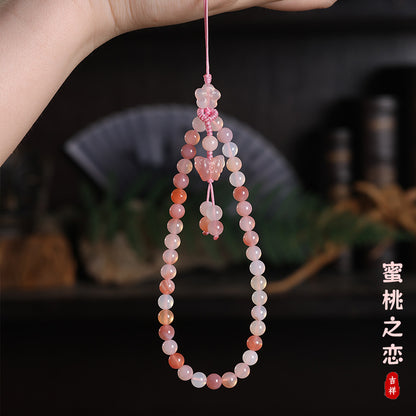 **Yanyuan Agate Pink Series Sweetheart Phone Strap: Exquisite and Cute High-End Phone Chain**