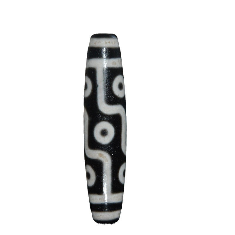 Nine-Eyed Tibetan Agate Chalcedony Dzi Bead Collarbone Pendant Necklace