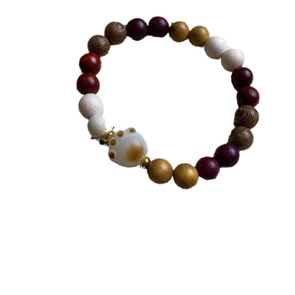 Niche Jewelry: Multi-Gem Sandalwood and Bodhi Cat Paw Single-Wrap Bracelet