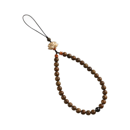 Sandalwood Phone Pendant - Boxwood Lotus, Green Sandalwood, and Rosewood Short Phone Chain Accessory