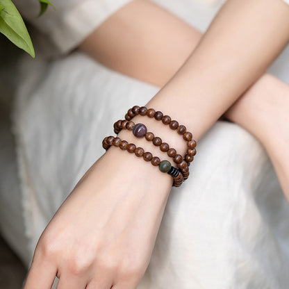 Golden Silk Sandalwood Simple Fresh Buddha Bead Bracelet