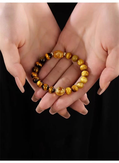 natural crystal bracelet with Tiger Eye and the Yellow Citrine bracelet