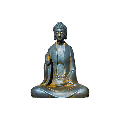 Zen-Inspired New Cast-Iron Imitation Premium in the Chinese Style Handcrafted, imaginative desktop ornament featuring a Shakyamuni Buddha figurine