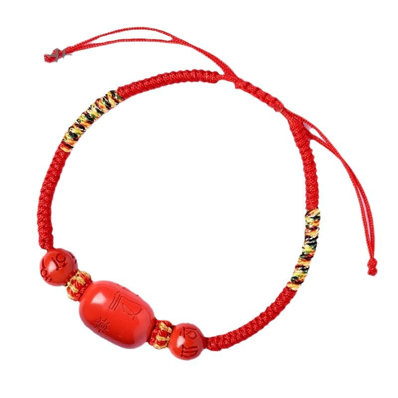 2025 Red Thread Bracelet with Vermilion for the Year of the Snake – Zodiac Protection Bracelet for Snake, Tiger, Monkey, and Pig Signs, Handwoven with Blessings for Birth Year & Feng Shui Energy