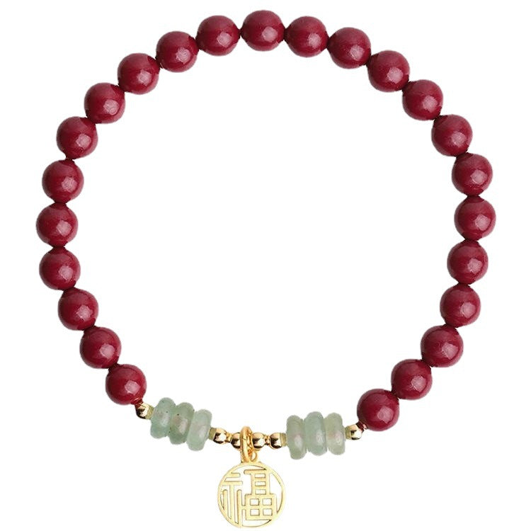 Fu Character Cinnabar Bracelet