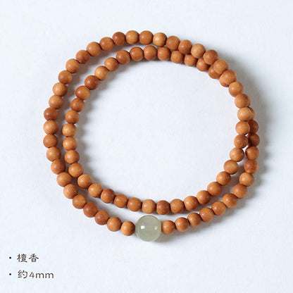 New Chinese Style Hetian Jade Fortune Bead Double-Layer Sandalwood Bracelet