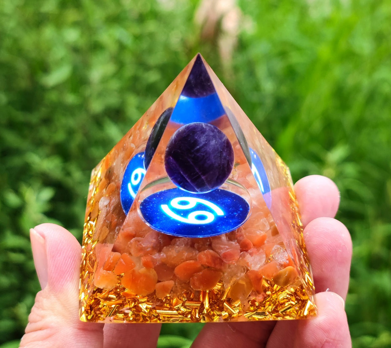 12 Zodiac Crystal Ball Chip Pyramid Resin Craft Sculpture