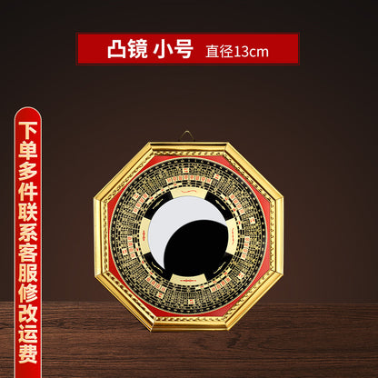 Alloy Golden-Edged Bagua Mirror with Concave and Convex Surfaces Nine Palaces Tai Chi Hanging Ornament for Home Use