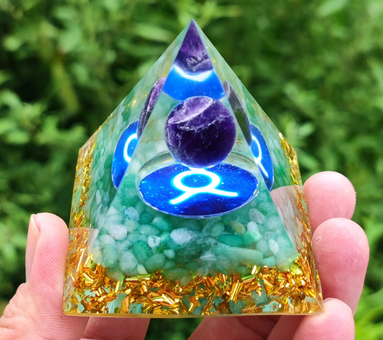 12 Zodiac Crystal Ball Chip Pyramid Resin Craft Sculpture