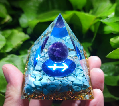 12 Zodiac Crystal Ball Chip Pyramid Resin Craft Sculpture