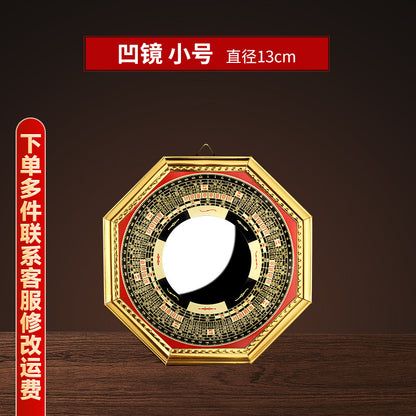 Alloy Golden-Edged Bagua Mirror with Concave and Convex Surfaces Nine Palaces Tai Chi Hanging Ornament for Home Use