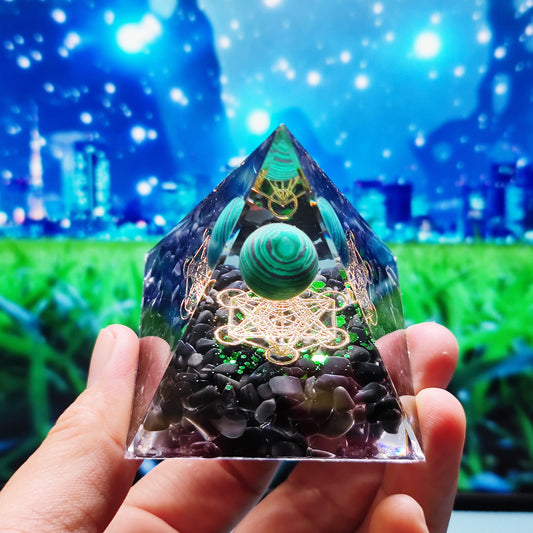 Crystal Ball Stone Pyramid Resin Home Decor Ornament