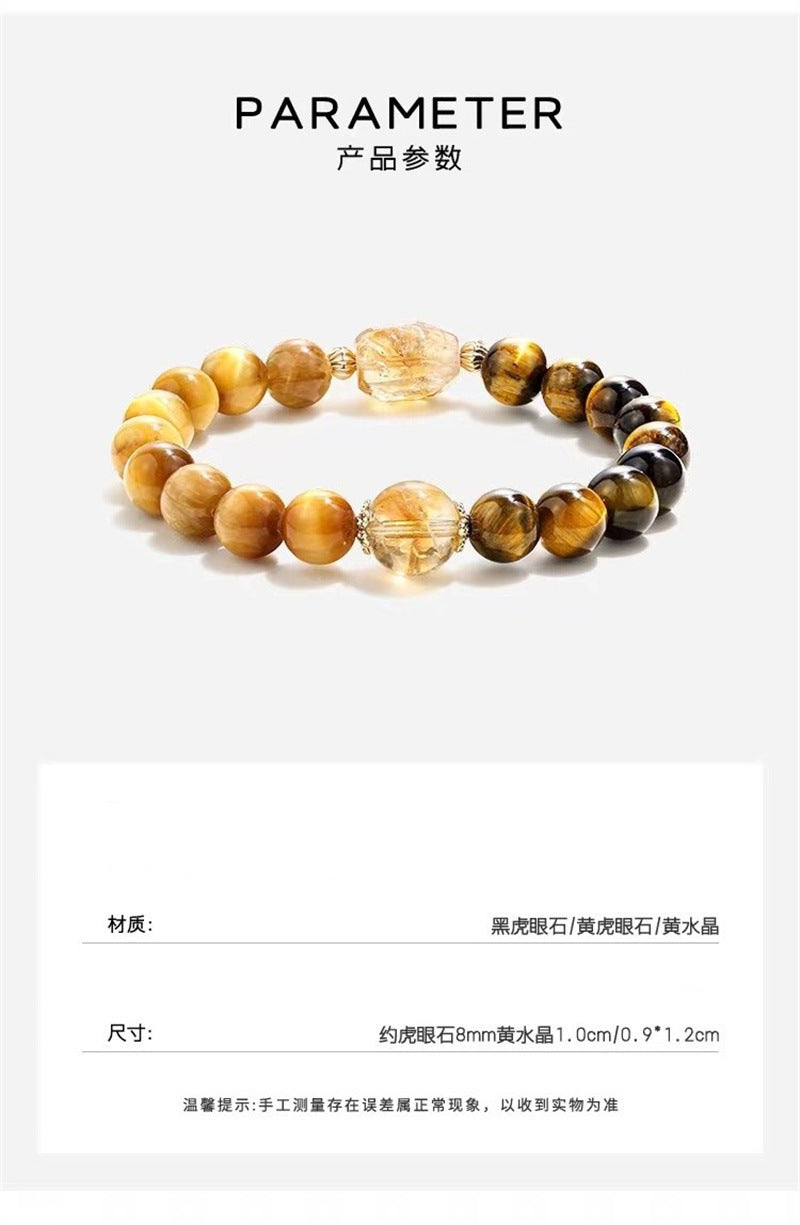 natural crystal bracelet with Tiger Eye and the Yellow Citrine bracelet