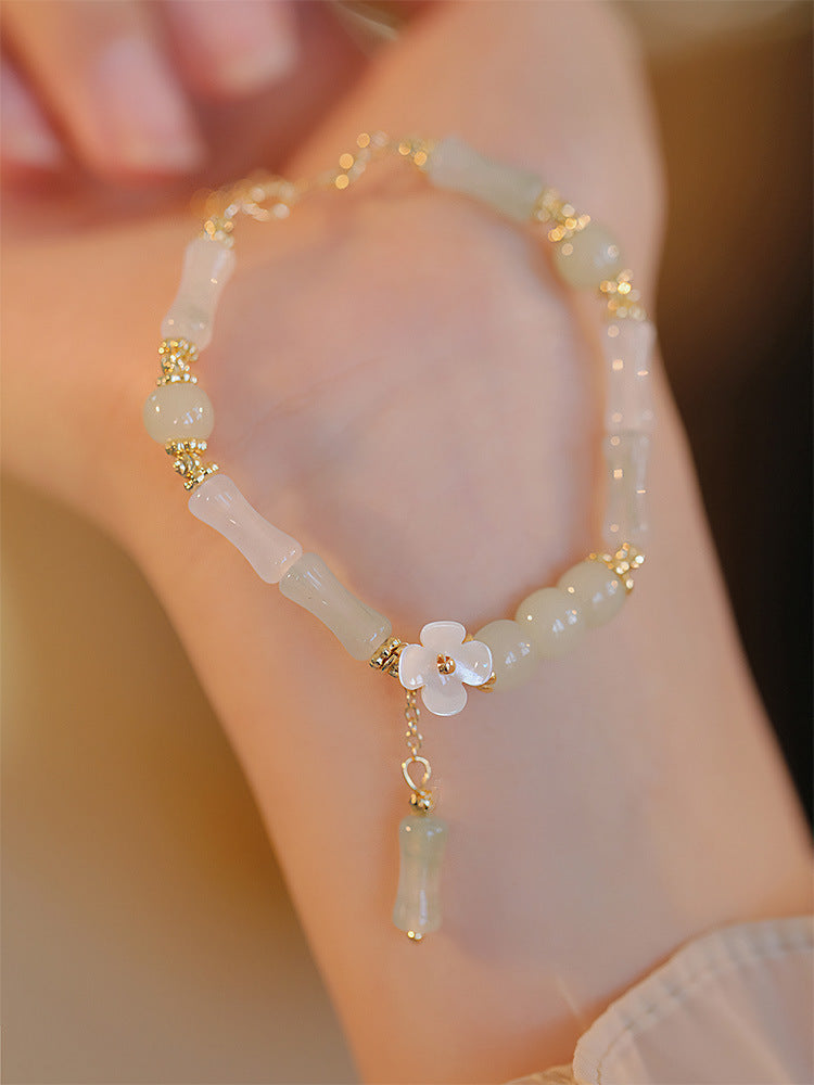 Adding Flourish to Beauty: New Chinese-Style Bamboo-Node Hetian Jade Bracelet