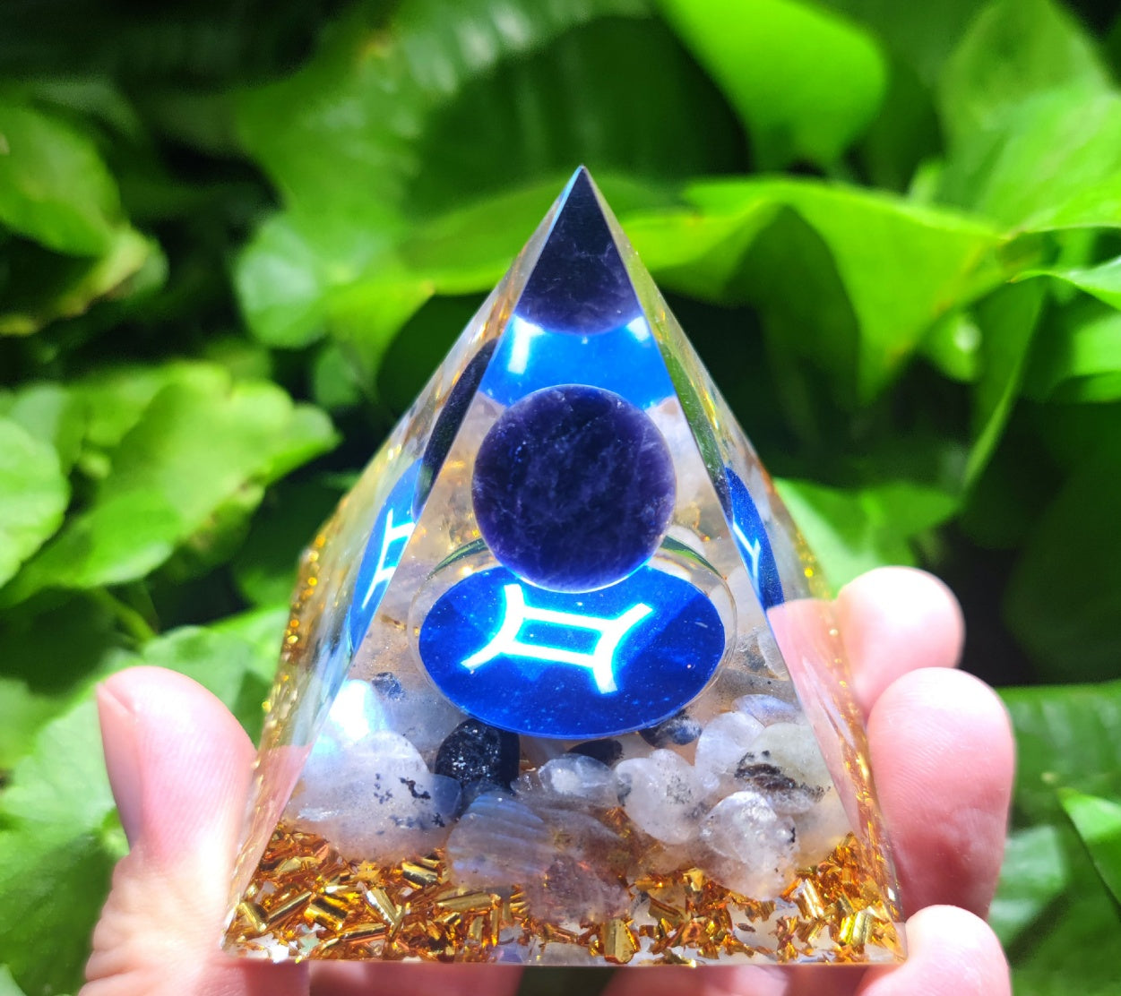 12 Zodiac Crystal Ball Chip Pyramid Resin Craft Sculpture