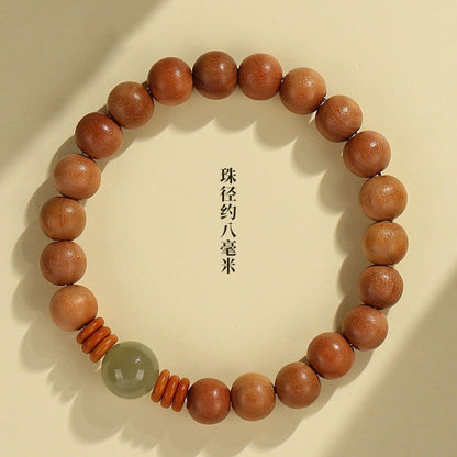 Green Sandalwood Bracelet for Men and Women – High-Quality Hetian Jade Bead Bracelet