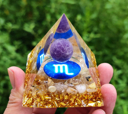 12 Zodiac Crystal Ball Chip Pyramid Resin Craft Sculpture