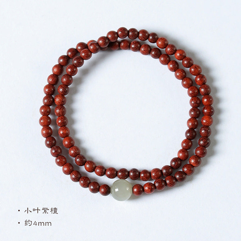 New Chinese Style Hetian Jade Fortune Bead Double-Layer Sandalwood Bracelet